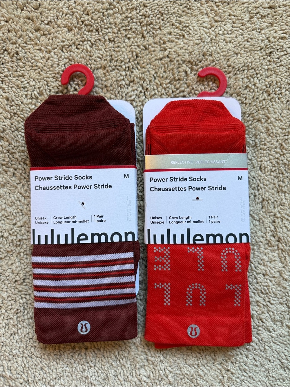 lululemon athletica Power Stride Socks - 2-pack Red & Maroon